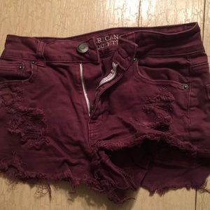 Maroon American eagle shorts